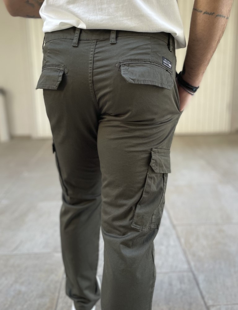 Ανδρικό cargo ίσιο χακί υφασμάτινο παντελόνι BO1682X φωτογραφία